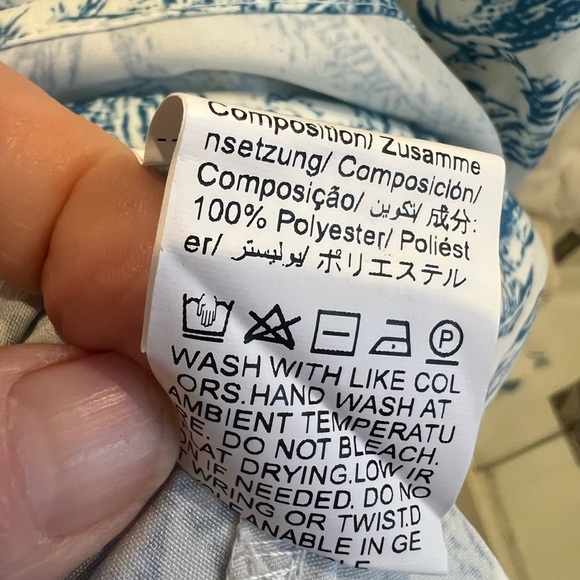 New XL 12 SHEIN vacay blue white toile strapless tiered dress shirred - Picture 14 of 17